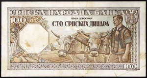 Serbia, okupacja niemiecka (1941-1945), 100 Dinara 01/01/1943