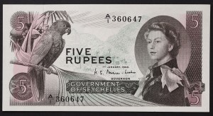 Seychely, britská kolónia (do roku 1976), Alžbeta II (1952-1976), 5 rupií 01.01.1968