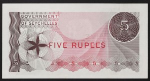 Seychelles, British Colony (until 1976), Elizabeth II (1952-1976), 5 Rupees 01/01/1968