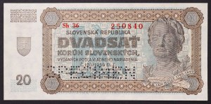 Slovakia, First Republic (1939-1945), 20 Korun 1939