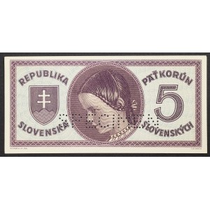 Slowakei, Erste Republik (1939-1945), 5 Korun n.d. (1945)