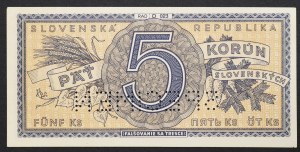 Slovaquie, Première République (1939-1945), 5 Korun s.d. (1945)