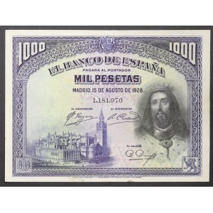 Španělsko, Království, Alfonso XIII (1886-1931), 1 000 peset 15/08/1928