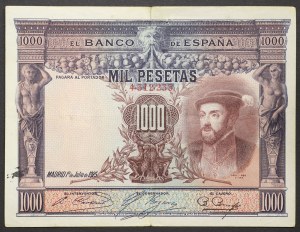 Spain, Republic (1931-1939), 1.000 Pesetas 1936