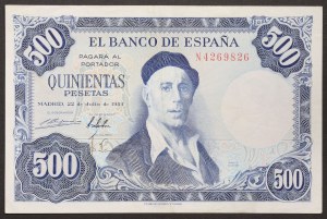 Hiszpania, Królestwo, Francisco Franco (1939-1975), 500 peset 22/07/1954