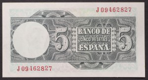Spain, Kingdom, Francisco Franco (1939-1975), 5 Pesetas 05/03/1948