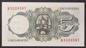 Spain, Kingdom, Francisco Franco (1939-1975), 5 Pesetas 16/08/1951