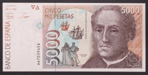 Španielsko, Kráľovstvo, Juan Carlos I (1975-dátum), 5.000 pesiet 12.10.1992 (1996)