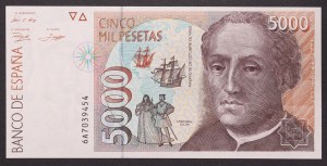 Espagne, Royaume, Juan Carlos I (1975-date), 5.000 Pesetas 12/10/1992 (1996)