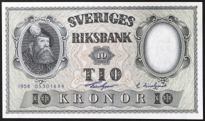 Suède, Royaume, Gustaf VI Adolf (1950-1973), 10 couronnes 1958