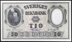 Sweden, Kingdom, Gustaf VI Adolf (1950-1973), 10 Kronor 1958