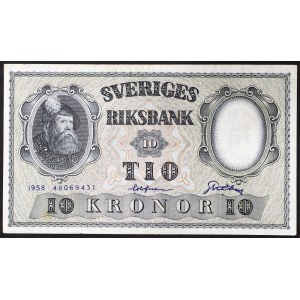 Švédsko, Království, Gustaf VI Adolf (1950-1973), 10 korun 1958