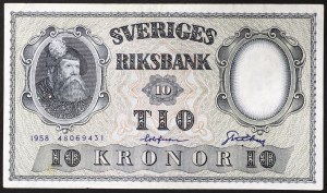 Sweden, Kingdom, Gustaf VI Adolf (1950-1973), 10 Kronor 1958