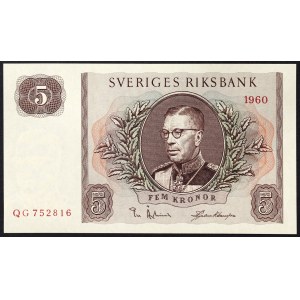 Sweden, Kingdom, Gustaf VI Adolf (1950-1973), 5 Kronor 1960