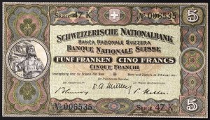 Švajčiarsko, Švajčiarska konfederácia (1848-dátum), 5 frankov 22/02/1951