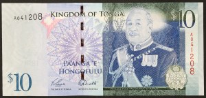 Tonga, Kingdom (1967-date)George Tupou V (2006-2012), 10 Pa'anga n.d. (2008)