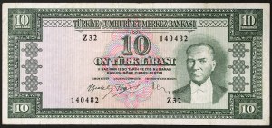 Türkei, Republik (ab 1923), 10 Türk Lirasi 1930