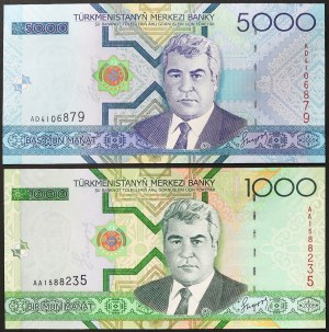 Turkménistan, République (1993-date), Lot 2 pièces.