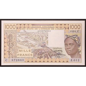 Západoafrické štáty, Federácia, Burkina Faso C, 1 000 frankov b.d. (1986)