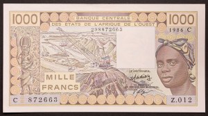 Stati dell'Africa occidentale, Federazione, Burkina Faso C, 1.000 franchi n.d. (1986)