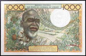 États d'Afrique de l'Ouest, Fédération, Côte d'Ivoire A, 1.000 Francs s.d. (1959-65)