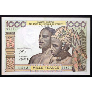 Państwa Afryki Zachodniej, Federacja, Wybrzeże Kości Słoniowej A, 1 000 franków b.d. (1959-65)