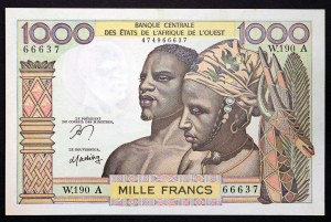 West African States, Federation, Ivory Coast A, 1.000 Francs n.d. (1959-65)