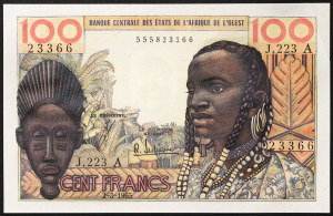 Państwa Afryki Zachodniej, Federacja, Wybrzeże Kości Słoniowej A, 100 franków 02/03/1965