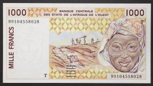 Stati dell'Africa occidentale, Federazione, Togo T, 1.000 franchi n.d. (1999)