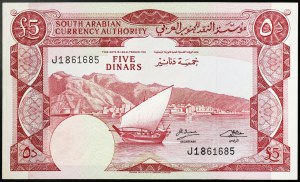 Yémen, République démocratique (1965-1967 AD), 5 Dinars 1965