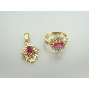 Gold Pendant - Ruby and Diamonds (kpl. To item.139)