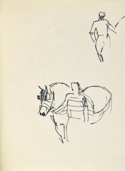Ludwik MACIĄG (1920-2007), Szkic mężczyzny z koniem