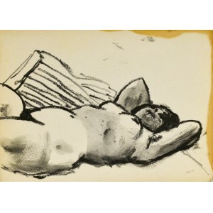 Ludwik MACIĄG (1920-2007), Nude of a woman lying with her hands raised behind her head