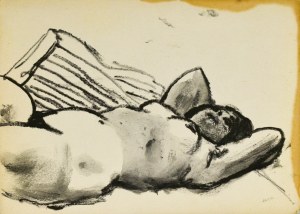 Ludwik MACIĄG (1920-2007), Nude of a woman lying with her hands raised behind her head