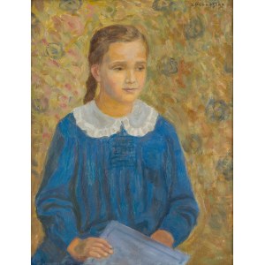 Zbigniew Pronaszko (1885 Żychlin - 1958 Krakau), Porträt von Basia in einem blauen Kleid, 1952