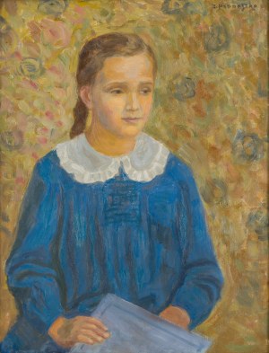 Zbigniew Pronaszko (1885 Żychlin - 1958 Kraków), Portret Basi w niebieskiej sukience, 1952