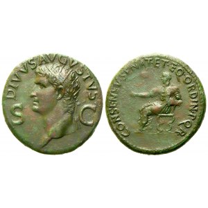 Divus Augustus, Dupondius struck under Gaius (Caligula), Rome, AD 37-41; Æ (g 15,30; mm 28)