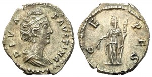 Diva Faustina I, Denarius struck under Antoninus Pius, Rome, after AD 141; AR (g 3,35; mm 17,6)