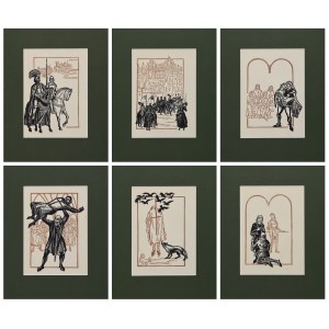 STANISŁAW TOPFER (1917 - 1975), súbor 10 drevorytov zo série ilustrácií k románu Henryka Sienkiewicza Krzyżacy