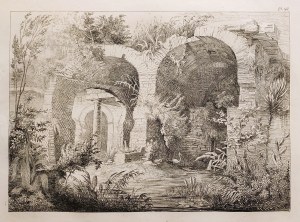 Carl Merker (1817 - 1897), Ruinen der Bäder von Ciceros Villa Formiana in Mola di Gaeta, Pl. 49, 1856