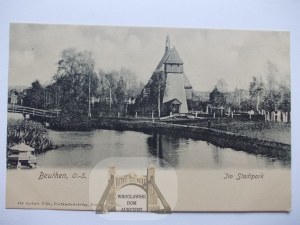 Bytom, Beuthen, City Park, wooden church, circa 1900.