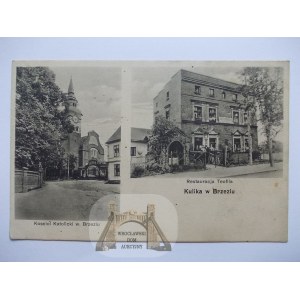 Racibórz, Ratibor, Brzezie, restauracja, sklep, ok. 1930, wysłana po 1945 r.