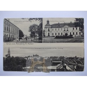 Chałupki k. Racibórz, pałac, ulica, panorama, 1908