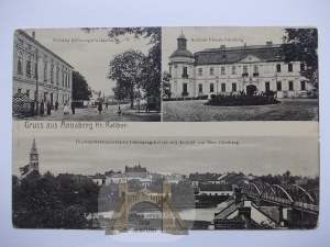 Chałupki near Racibórz, palace, street, panorama, 1908