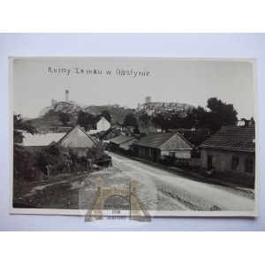 Olsztyn u Čenstochové, ulice, zámek v pozadí, asi 1930