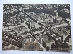 Paczków, Patschkau, Luftbildpanorama, ca. 1935
