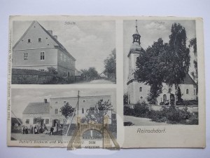 Reńska Wieś u Koźle, pekárna, škola, cca 1910