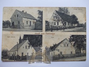 Głęboka u Grodkowa, škola, pošta, cca 1920