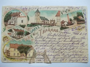 Tarnów Grodkowski, Tharnau, Lithographie, Gasthaus, Mühle, 1902