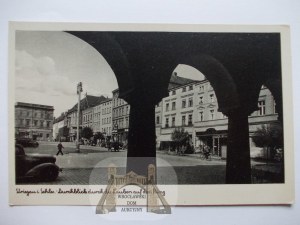 Strzegom, Striegau, Market Square, arcade, circa 1940.